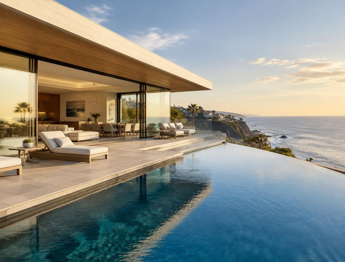 Contemporary ocean-view home with infinity pool